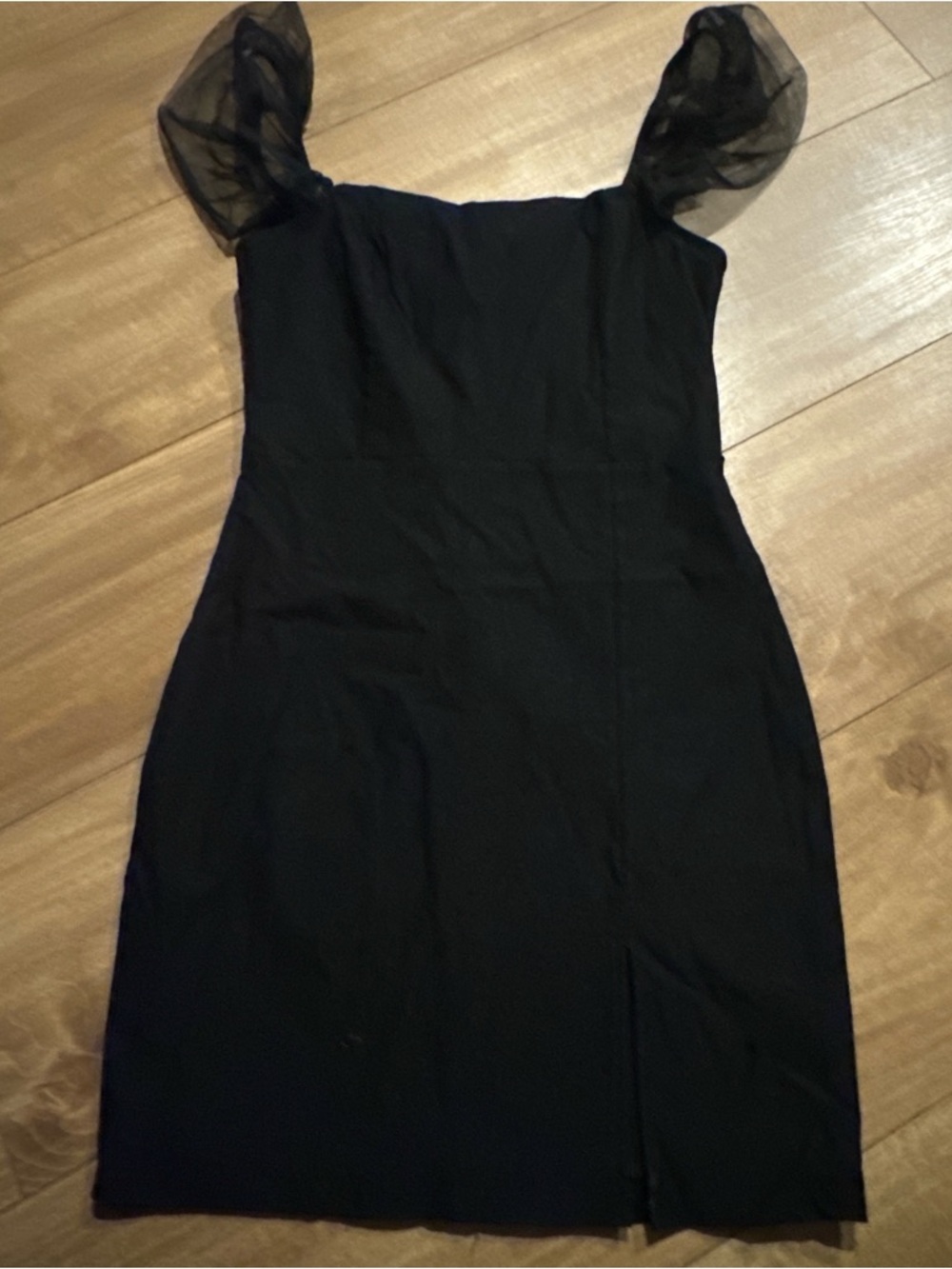 Classic Black Sheer-Sleeve Dress